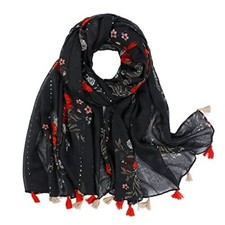 Boho Scarf for Women Lightweight Floral Printed Scarf Fall Winter Floral 17