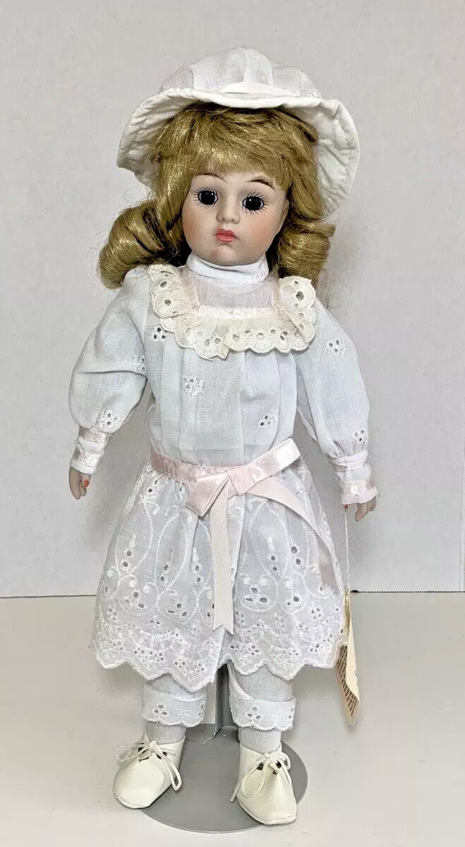 Vintage Bisque Doll Blonde Hair Cloth Body - Small Size