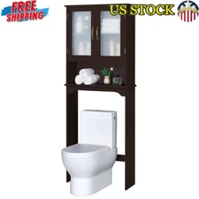 Free Standing Over The Toilet Storage Cabinet Durable Adjustable Shelf Bathroom