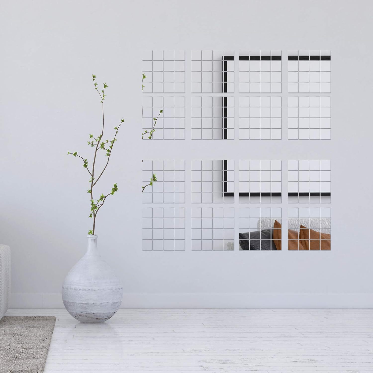 50 Pieces Mini Size Square Mirror Adhesive Small Square Mirror Craft