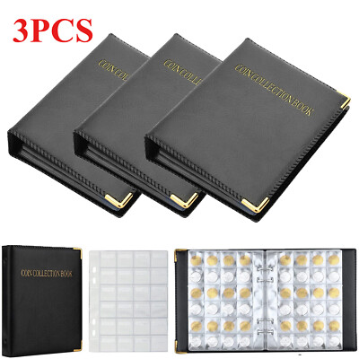 3PCS 480 Pocket World Coins Storage Book Capacity Folder Collection Holder Album