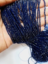 2-3MM Natural Blue Sapphire Faceted Round Gemstone Loose Beads 12" For Jewelry
