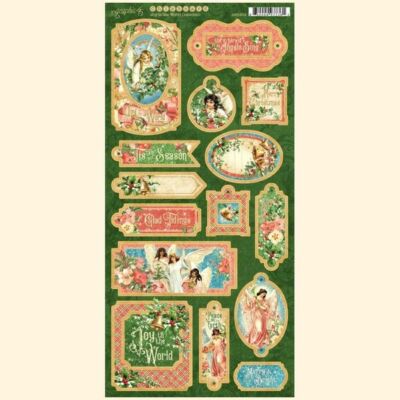 GRAPHIC 45 ''JOY TO THE WORLD'' CHIPBOARD ACCENTS (19PCS) ANGELS SCRAPJACK'S PLACE