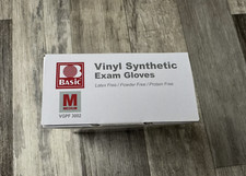 100 Basic Vinyl Synthetic Exam Gloves Size Medium NGPF 3002 Latex Free