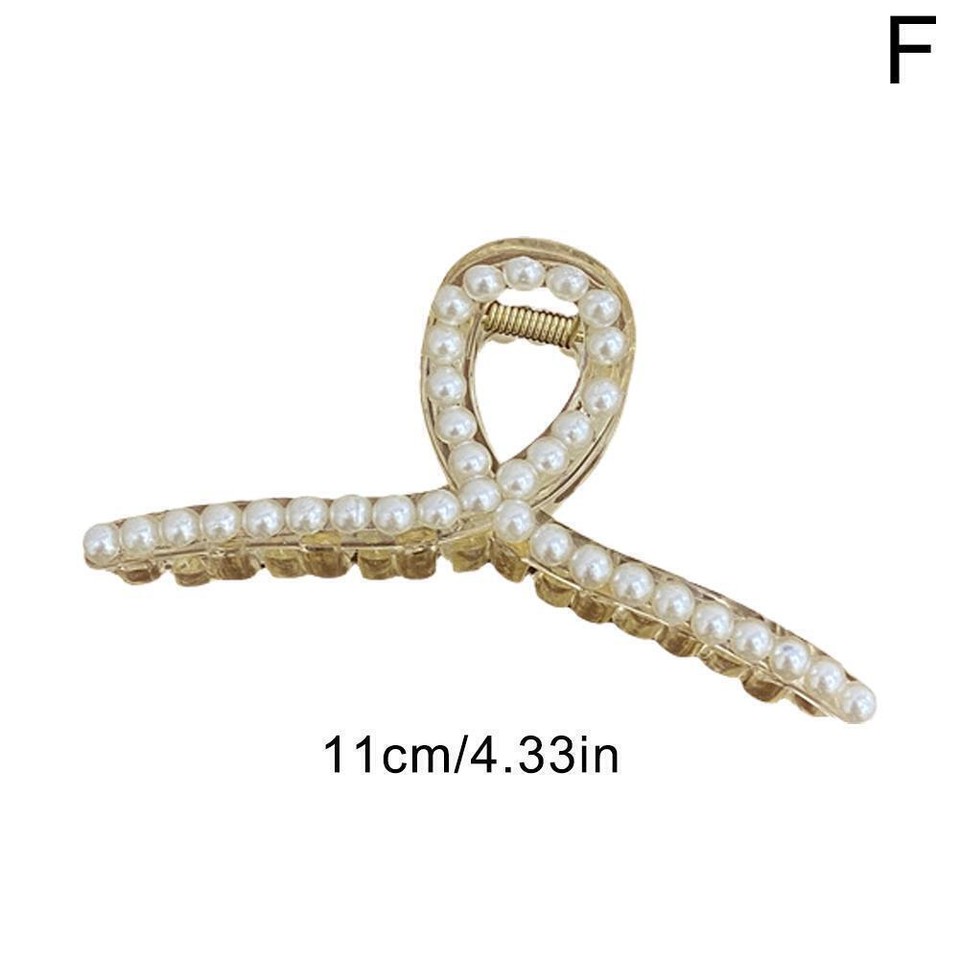 Womens Large Hair Claw with Pearls Stylish Banana Clip Hair √и ρ For