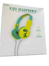 Vibe Kids Headphones Teal yellow  Green Dinosaur volume limiting technology New