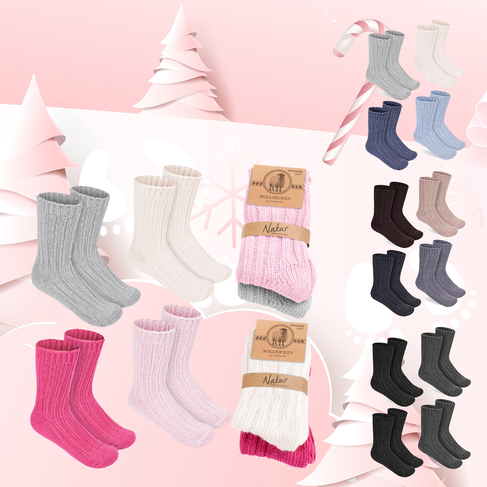 4 Pares Calcetines Térmicos para Niños Calcetines Invierno con Lana de Oveja