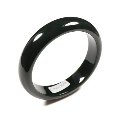 59mm Certified 100% Natural Black Green Hetian Nephrite Jade Bracelet Bangle 953
