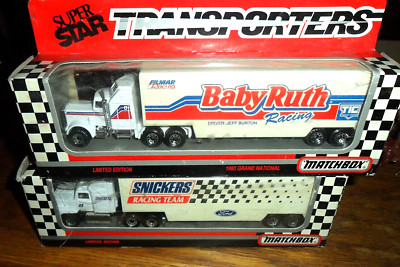 2 Lot Nascar Matchbox Super Star Team Convoy Trucks & Transporters BABY RUTH +