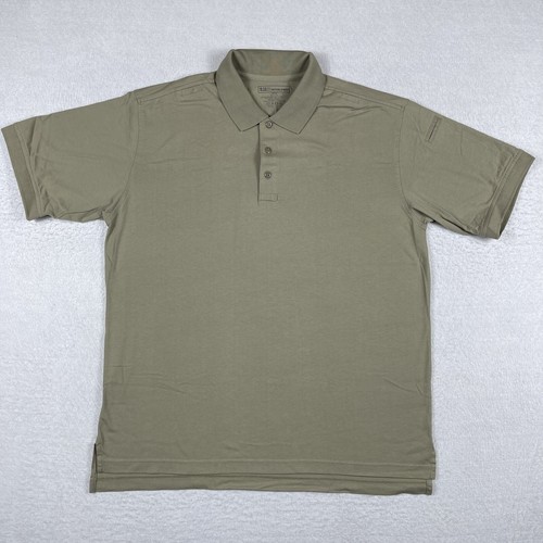 5.11 Tactical Polo Shirt Mens Large Beige Golf Workwear Utility Casual Security