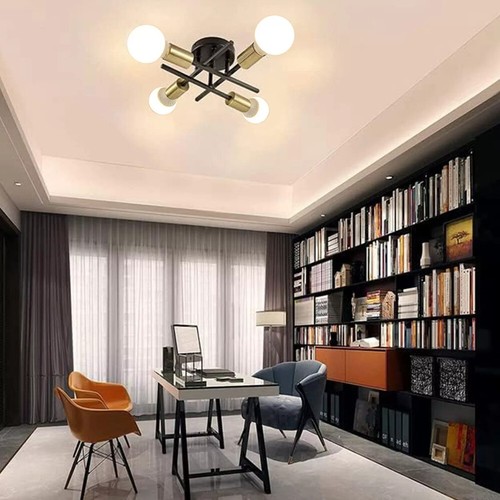 Sputnik Ceiling Light 4 Arms Chandeliers Gold Industrial Fitting Living Room E27 - Picture 6 of 17