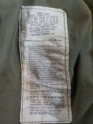 Vtg. 80's US Army John Ownbey Co. Cold Weather Woodland Camo Jacket Size Sm-Long - Picture 7 of 12