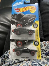 Hot Wheels Experimotors '70 Dodge Charger Set Of 2 Black 1/10
