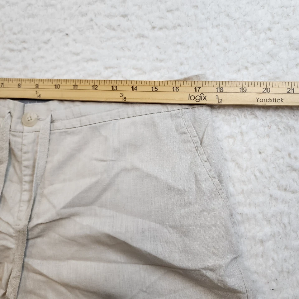 Pantalones Cortos Daisy Fuentes Longitud Media M Beige Caqui Transpirable Lino Algodón Costero Foto 3 de 4