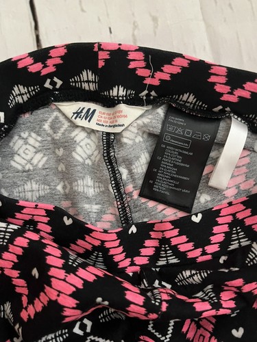 H & M Girls Pink Black Tribal Aztec Geometric Leggings Size 11-12Y - Picture 5 of 5