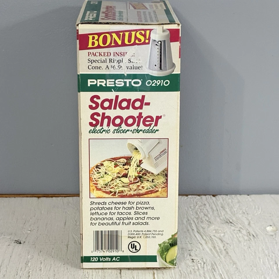 Vintage PRESTO SALAD SHOOTER Electric Slicer/Shredder 02910 White NEW - Image 4 of 4