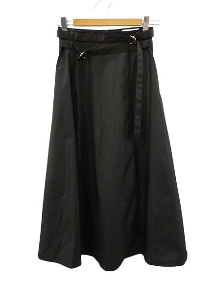 CINOH Studios Black Double Belt Slit Long Skirt Women's Size 38