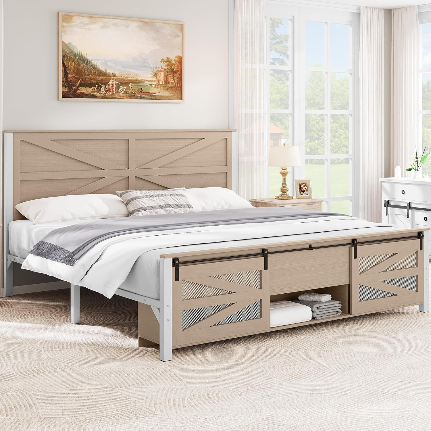 With Charging Station & Storage Shelves, Oak