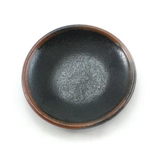 SET of 2 Japanese Soy Sauce Dipping Dish Ceramic 4.25"D Yuzu Tenmoku JAPAN MADE