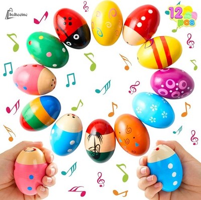 JOYIN 12 Wooden Egg Shakers Maracas Musical Party Favor Set