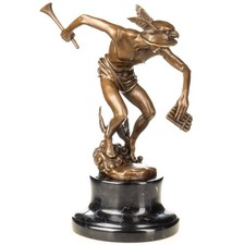 Bronze Skulptur Hermes mythologie auf Marmor sockel nach Giovann Bologna