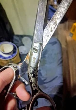 Antique Forged Tailor Shears W Distinct Crest/ Crown Makers Mark