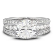4 3/4ct G SI2 Round Natural Certified Diamonds 18k Vintage Style Accent Ring