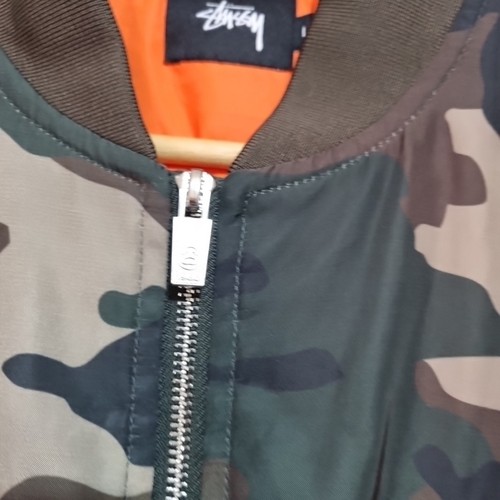 Stüssy Camo Bomber Jacket Size L Orange Lined Streetwear- New Without Tags - Picture 4 of 18