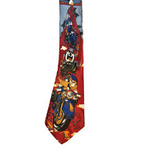 Looney Tunes Necktie Novelty Motorcycles Taz Wiley Yosemite Sam Red Grey
