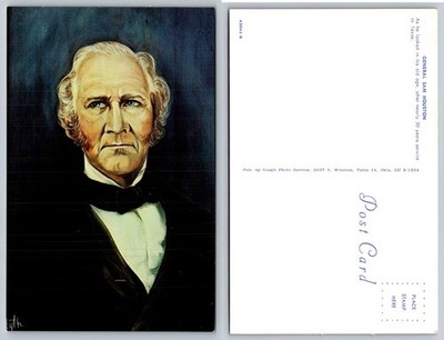 General Sam Houston Portrait Postcard Tulsa OK Gough Photo Service Vintage