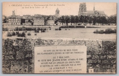 Orléans France Joan of Arc Fort Tourelles Loire River 1919 Postcard UNP
