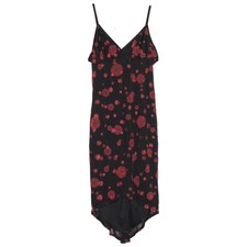 Y2K Slip Dress Dark Floral Fairy Grunge Whimsigoth Black Red Babydoll L Rampage