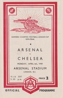 FOOTBALL PROGRAME ARSENAL V CHELSEA EASTERN COUNTIES CUP SEMI FINAL 1949
