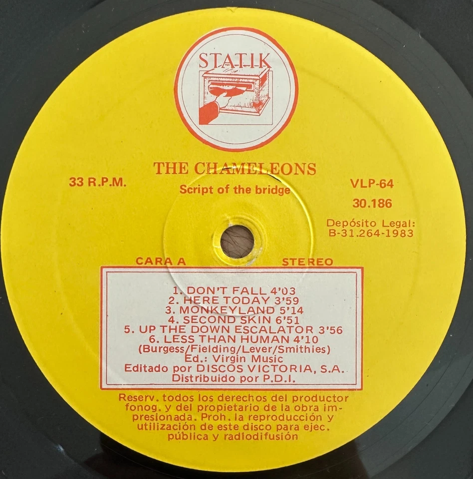 THE CHAMELEONS VINYL LP SCRIPT BRIDGE SPAIN ORIGINAL 1983 - Image 4 of 4