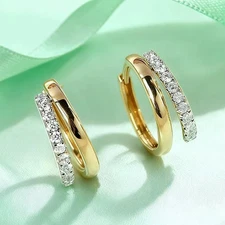2 Ct Round Cut Simulated Diamond Clip On Hoop Earrings In 14k Yellow Gold Plated