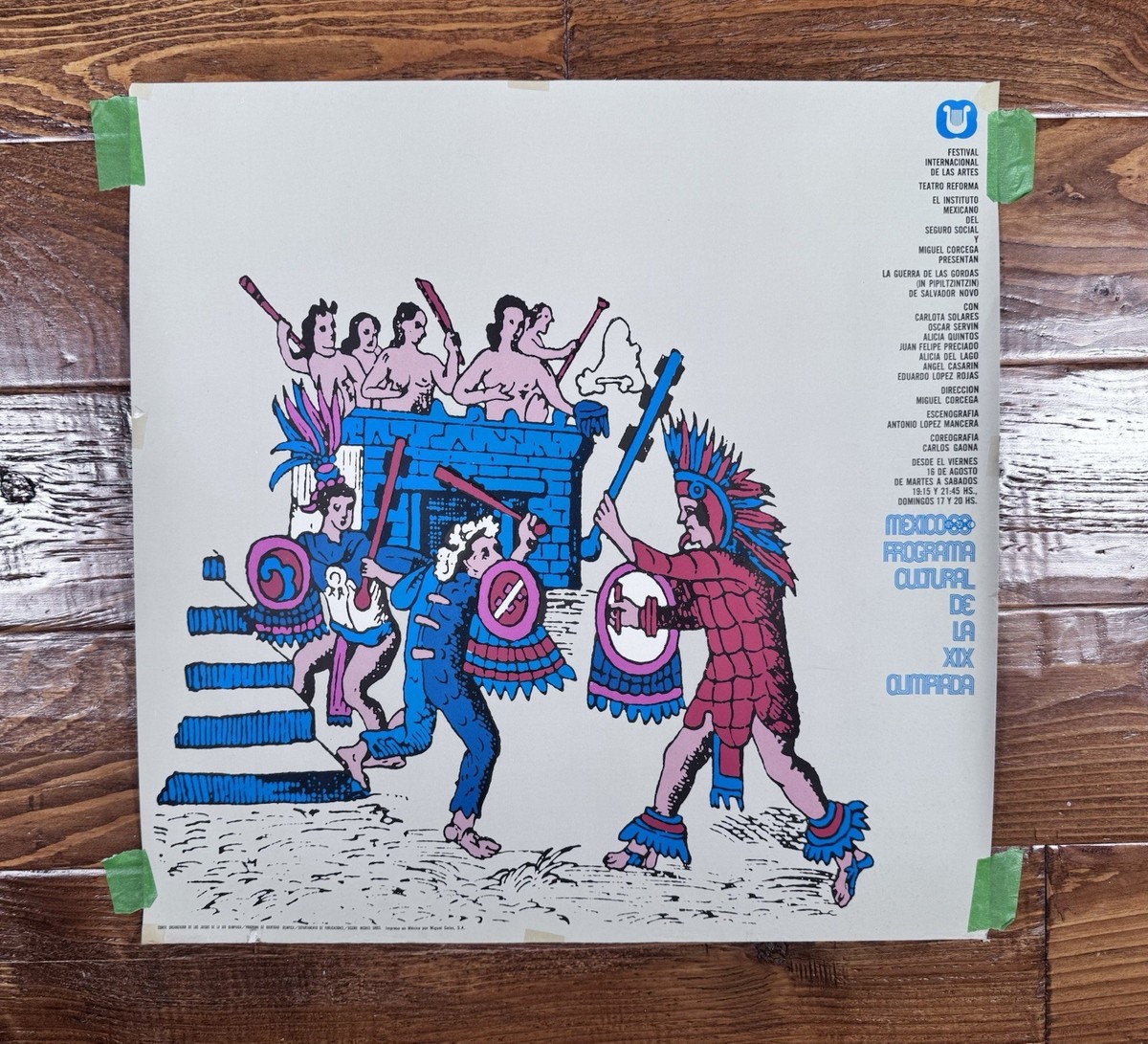 Vintage 1968 Mexico Olympics Poster International Arts Festival