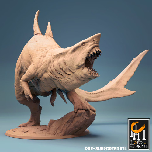 Shark Tyrant miniature - rescale miniatures - DnD miniatures - Role Playing Gam - Picture 4 of 10