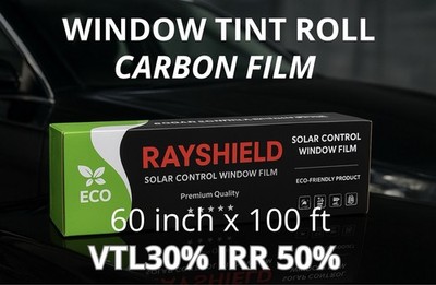 Solar Control Window Tint Film, Carbon, 60 Inch x 100 Ft Roll, VLT 30%, IRR 50%