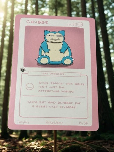 Chubbs (Snorlax) 14/38 - 1st Edition Pokederp Second Print Fan Art - Pokemon