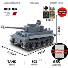 Panzer Tiger I Heavy Tank Building Blocks Model for Kids - WWII Vehicle Set