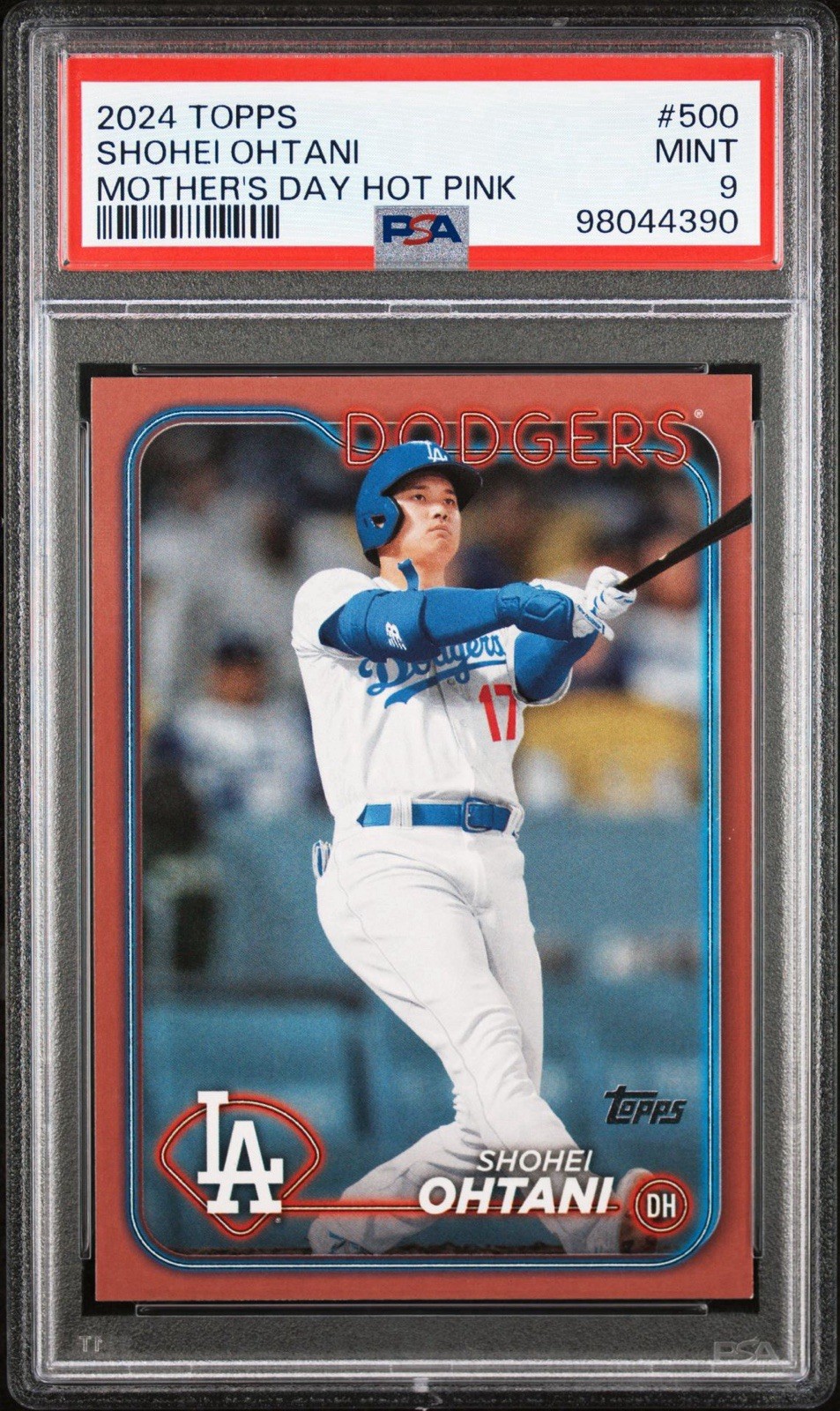2024 Topps 500 Shohei Ohtani Mother's Day Hot Pink 6/50 PSA 9 Pop 4 None Higher