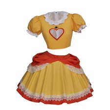 Women Yellow Fantasy Princess Crop Top Skirt Costume Cosplay Party Outfit