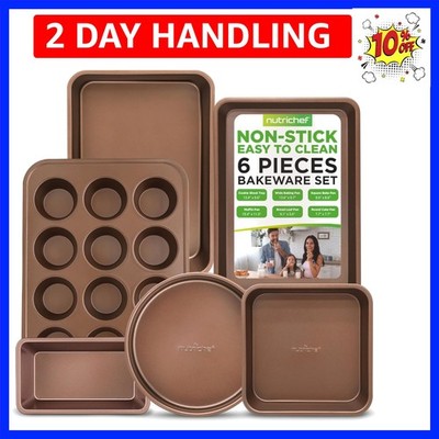6-Piece Nonstick Bakeware Set, Carbon Steel Baking Pans Set, Includes Cookie ...