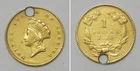 X7275  1855 (slant 5) USA One $1 Liberty Gold Dollar Coin, Ex-Jewelry/Hole
