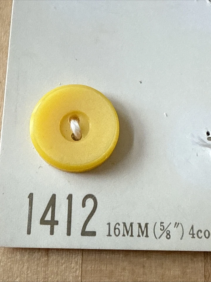 Vintage Le Chic Yellow Half  Plastic Button Shank 5/8" 16mm #1412 Made In Japan - Image 2 of 3