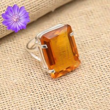 Yellow Citrine Gemstone 925 Sterling Silver Handmade Jewelry Ring Gift For
