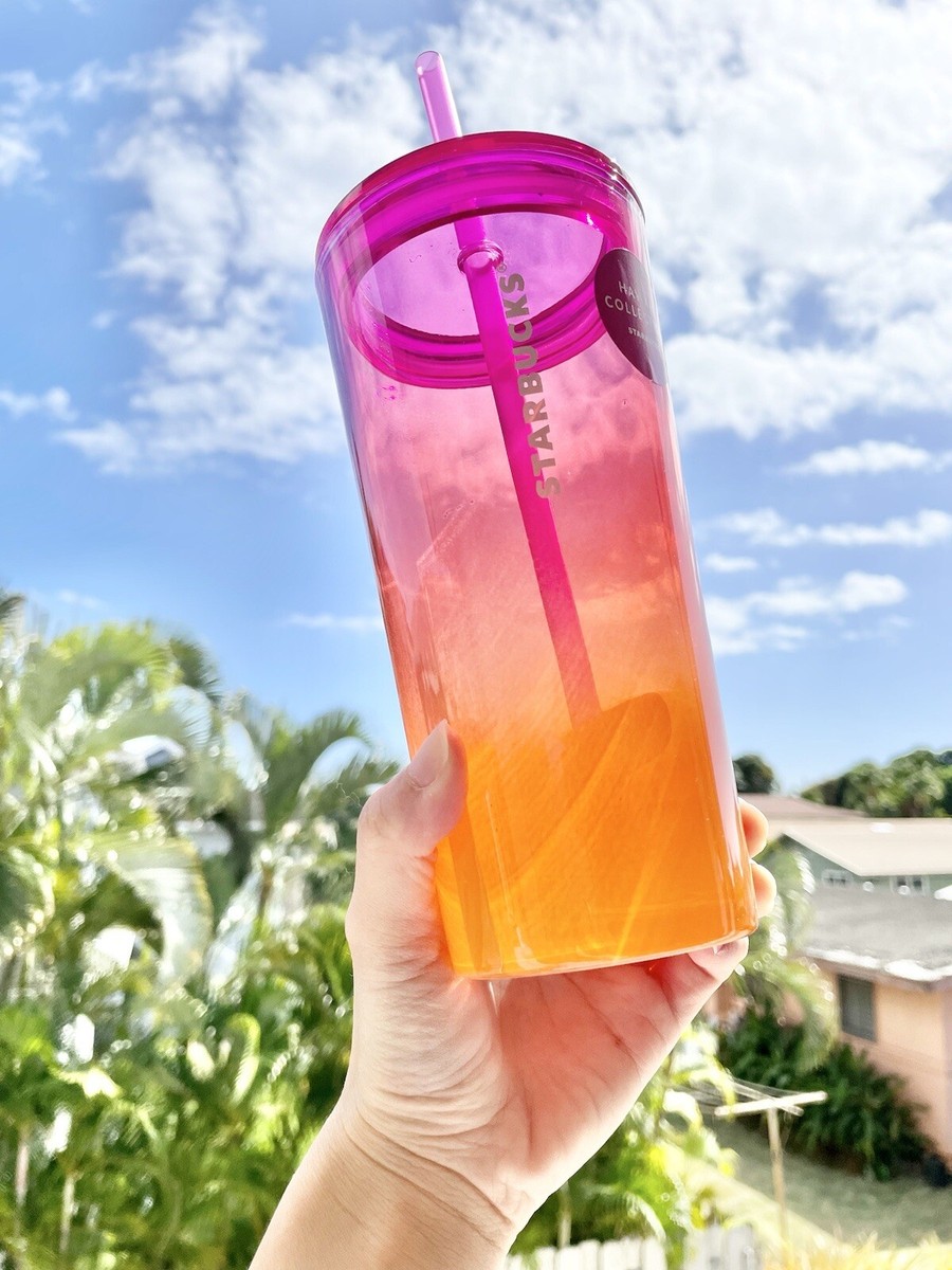 HAWAII EXCLUSIVE! STARBUCKS Tumbler Sunset Pink Orange Ombré 18oz