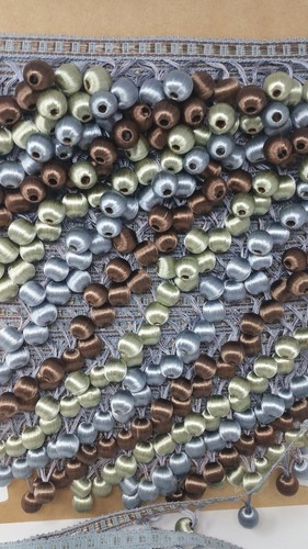 7+Y TOSCANA ADORNOS 2" BOLA BORLA FLECOS AZUL VERDE MARRÓN CORTINAS TAPICERÍA ADORNO - Imagen 9 de 9