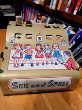 VINTAGE 1940's TIN WOLVERINE SEE AND SPELL MECHANICAL GAME