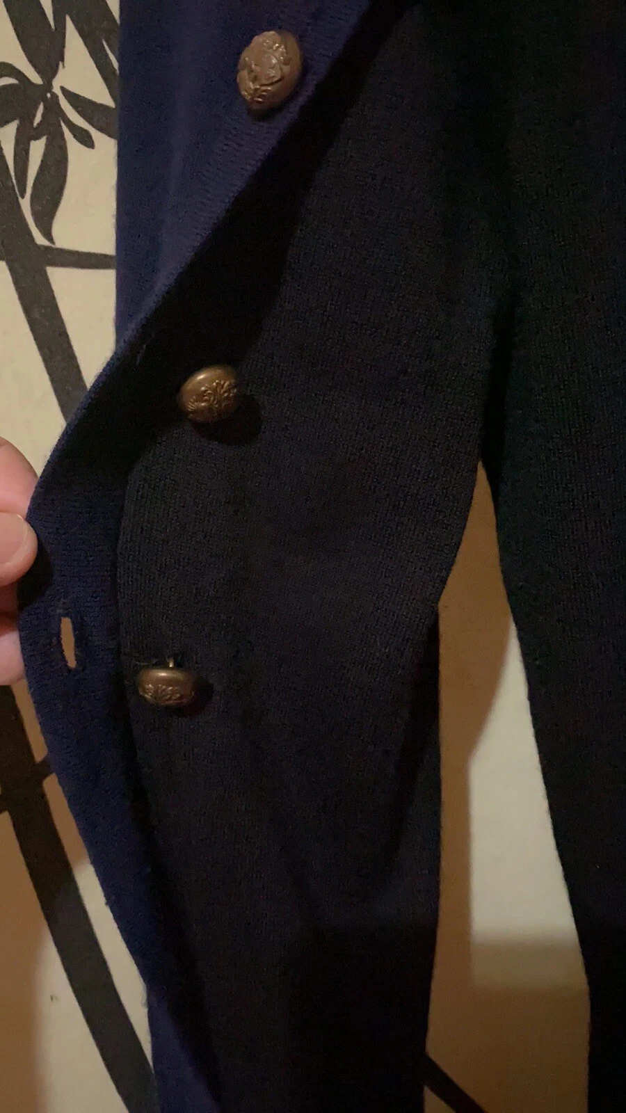 Abito a maglia Alexander McQueen Bodycon nero crepuscolo blu con bottoni con intarsi oro